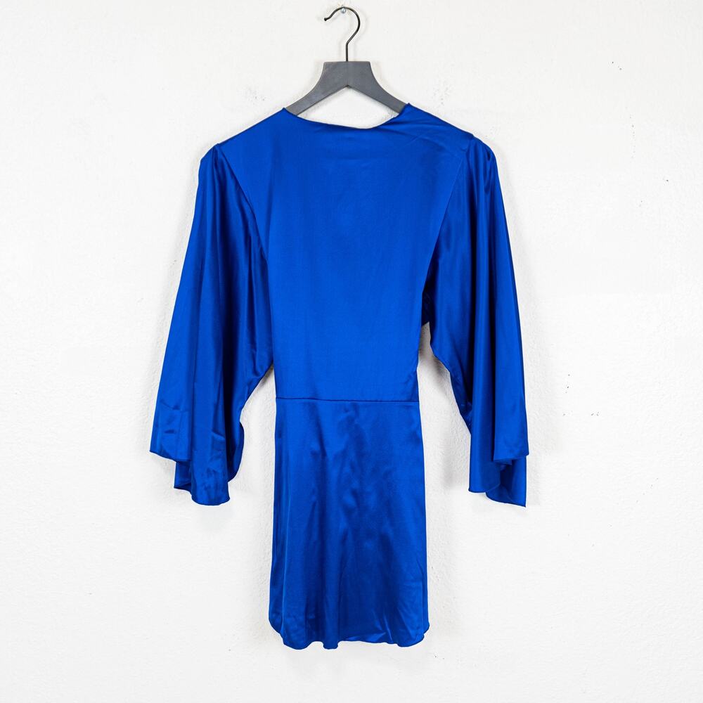 Fleur Du Mal Angel Sleeve Robe Denim blue Silk Charmeuse sz M/L - Picture 4 of 10